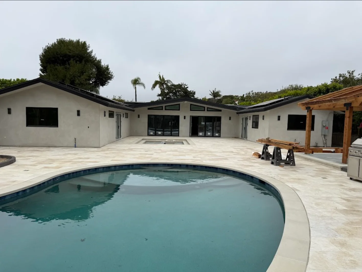Completed courtyard view of the remodeled La Jolla residence.